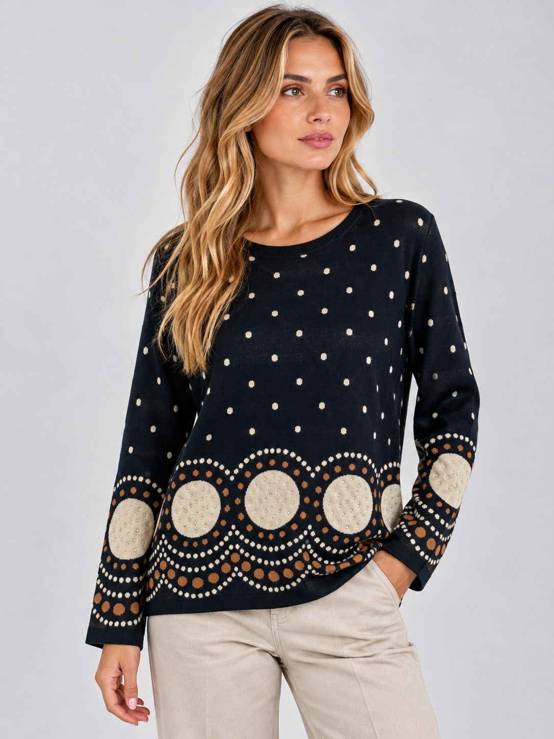 MAGLIA SCATOLA POIS E STRASS