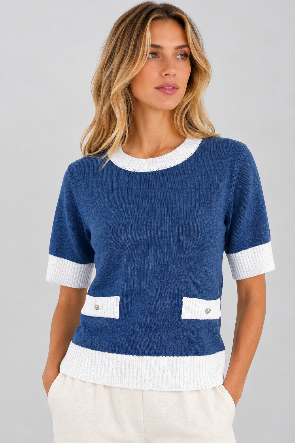MAGLIA GIROCOLLO M/C BICOLOR