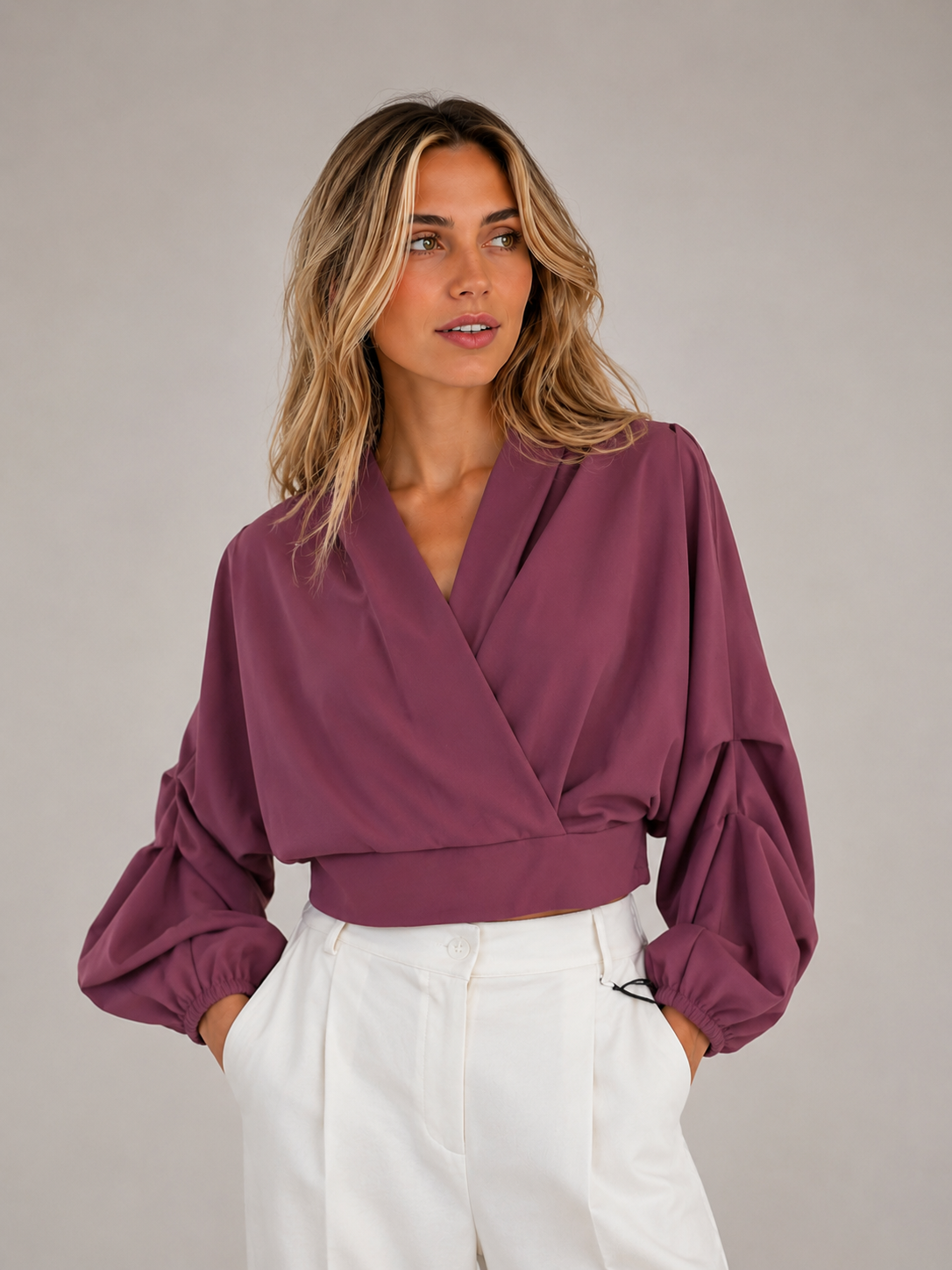 TOP INCROCIO DRAPPEGGI MANICHE