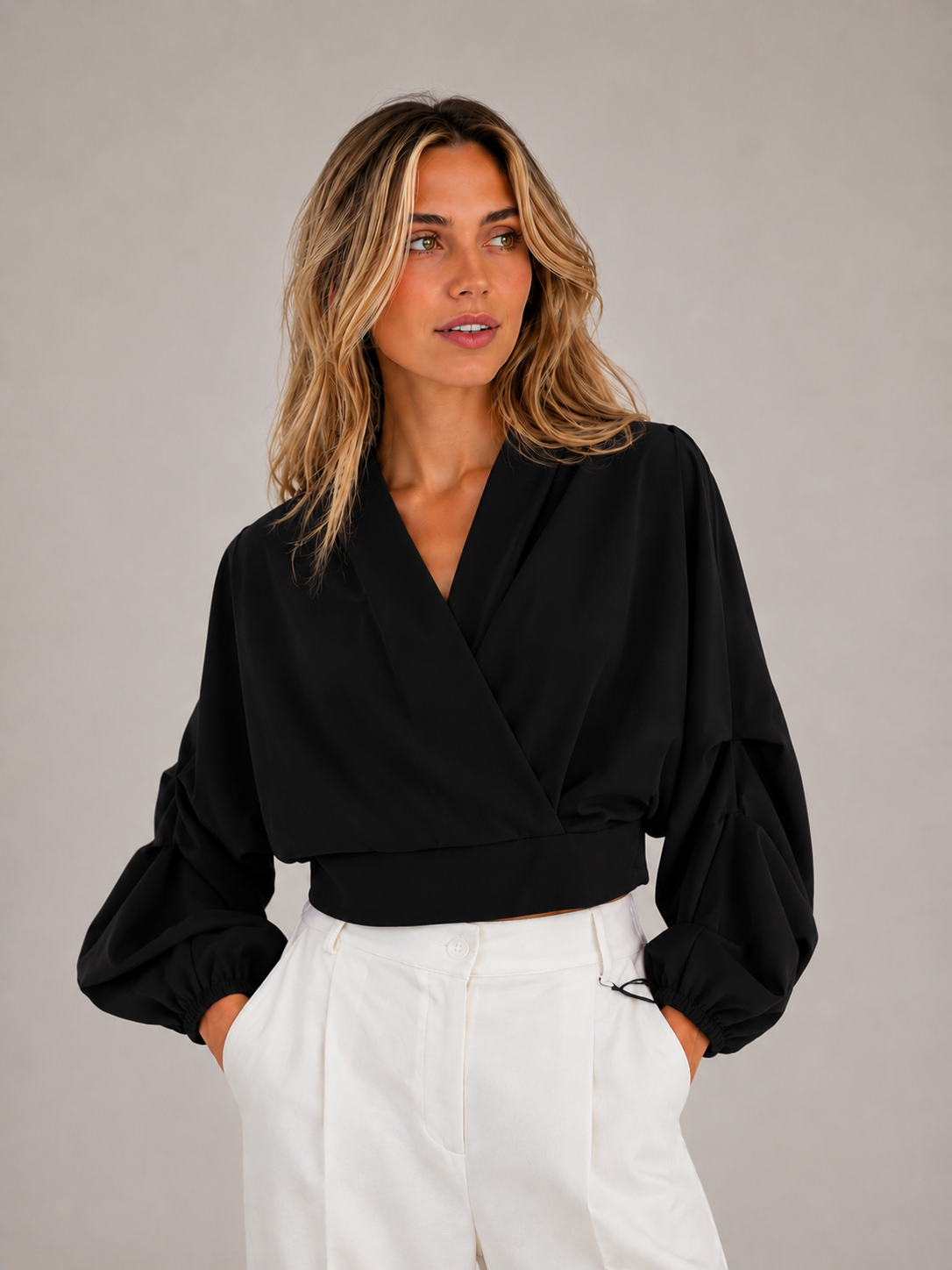 TOP INCROCIO DRAPPEGGI MANICHE