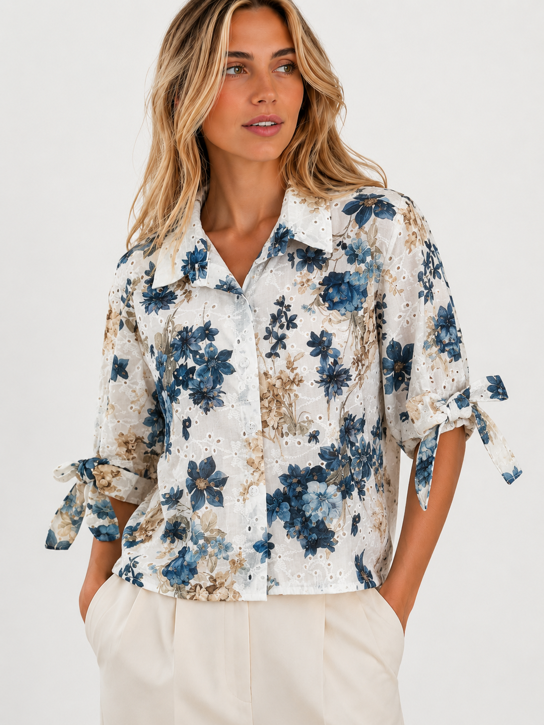 CAMICIA FIORI PIZZO