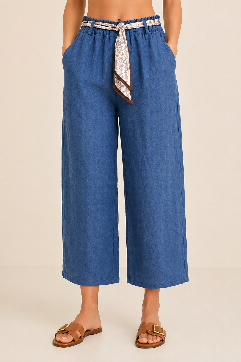 PANTALONE LINO C/NASTRO RASO