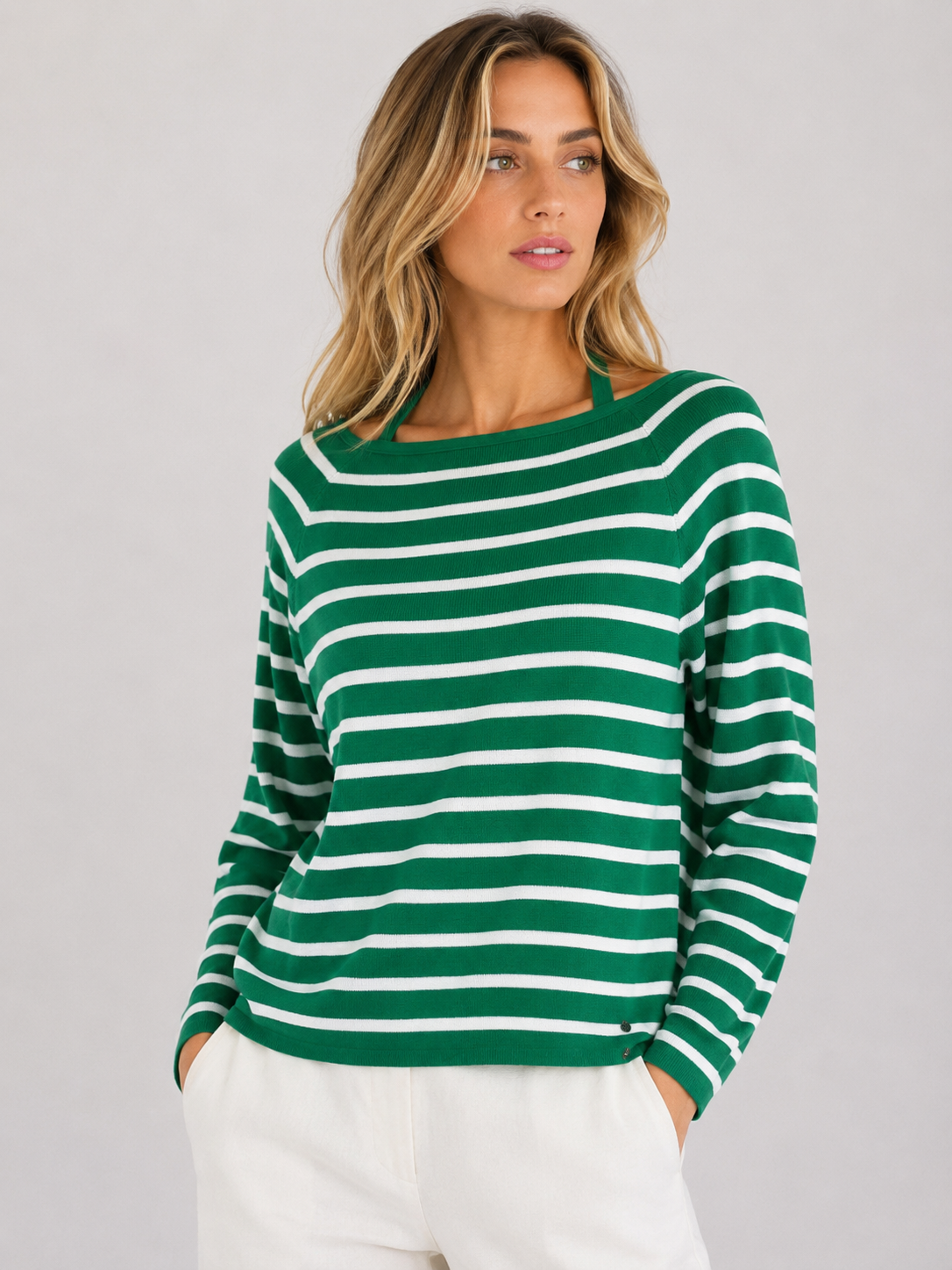 MAGLIA SHIFFER RIGATA NASTRI INCROCIATI