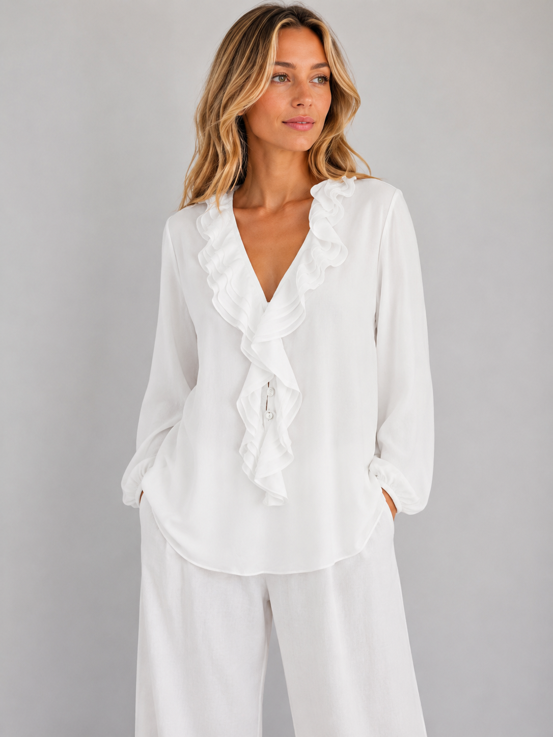 BLUSA SCOLLO V ROUCHES