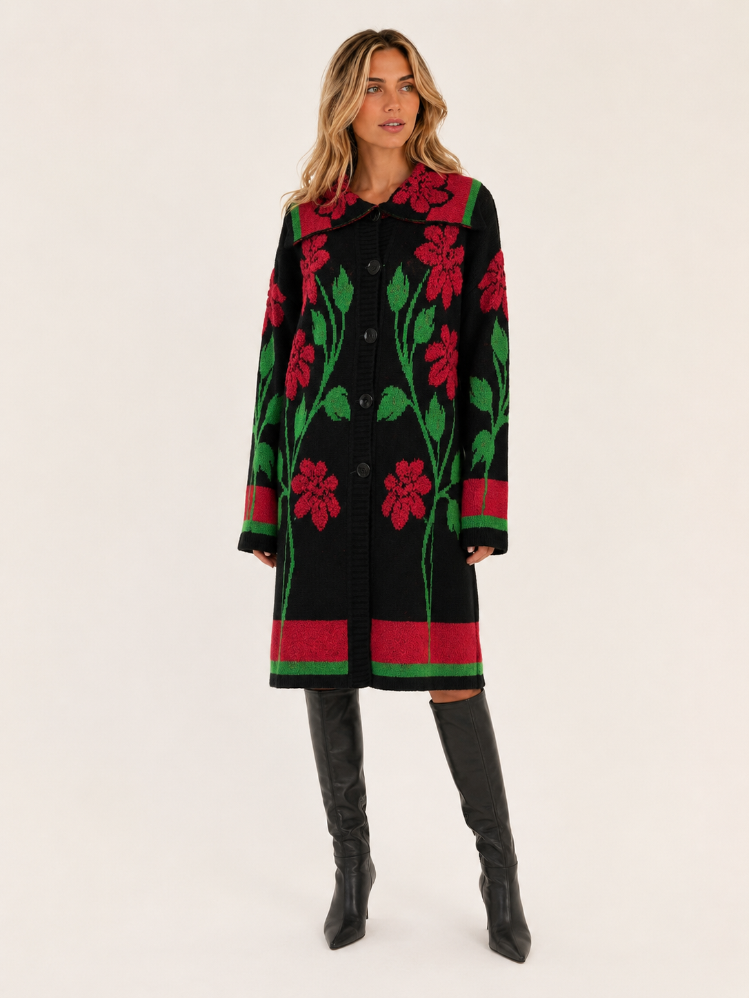 CAPPOTTO IN MAGLIA TRALCIO FIORI