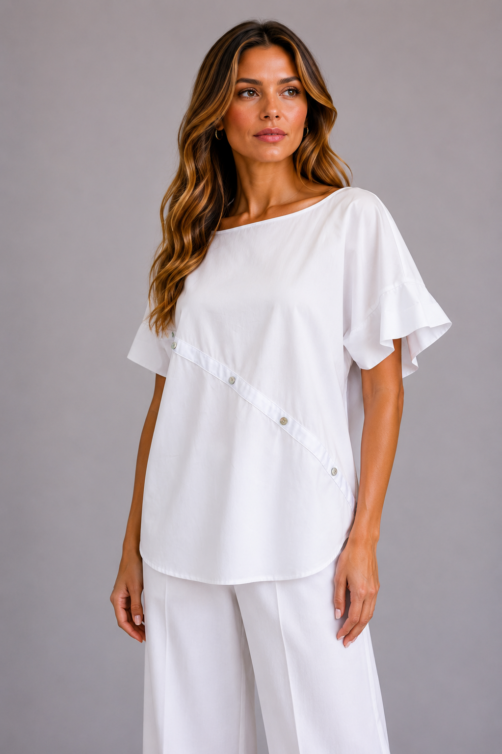 BLUSA BOTTONI DIAGONALI