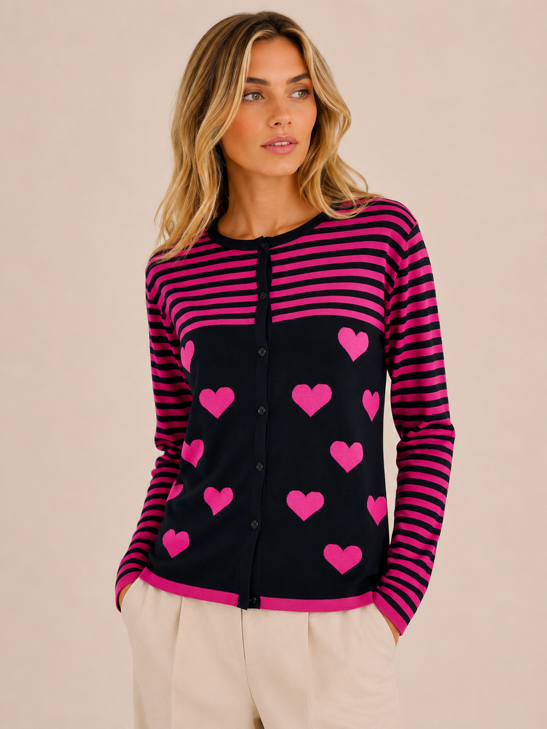 CARDIGAN RIGHE CUORI