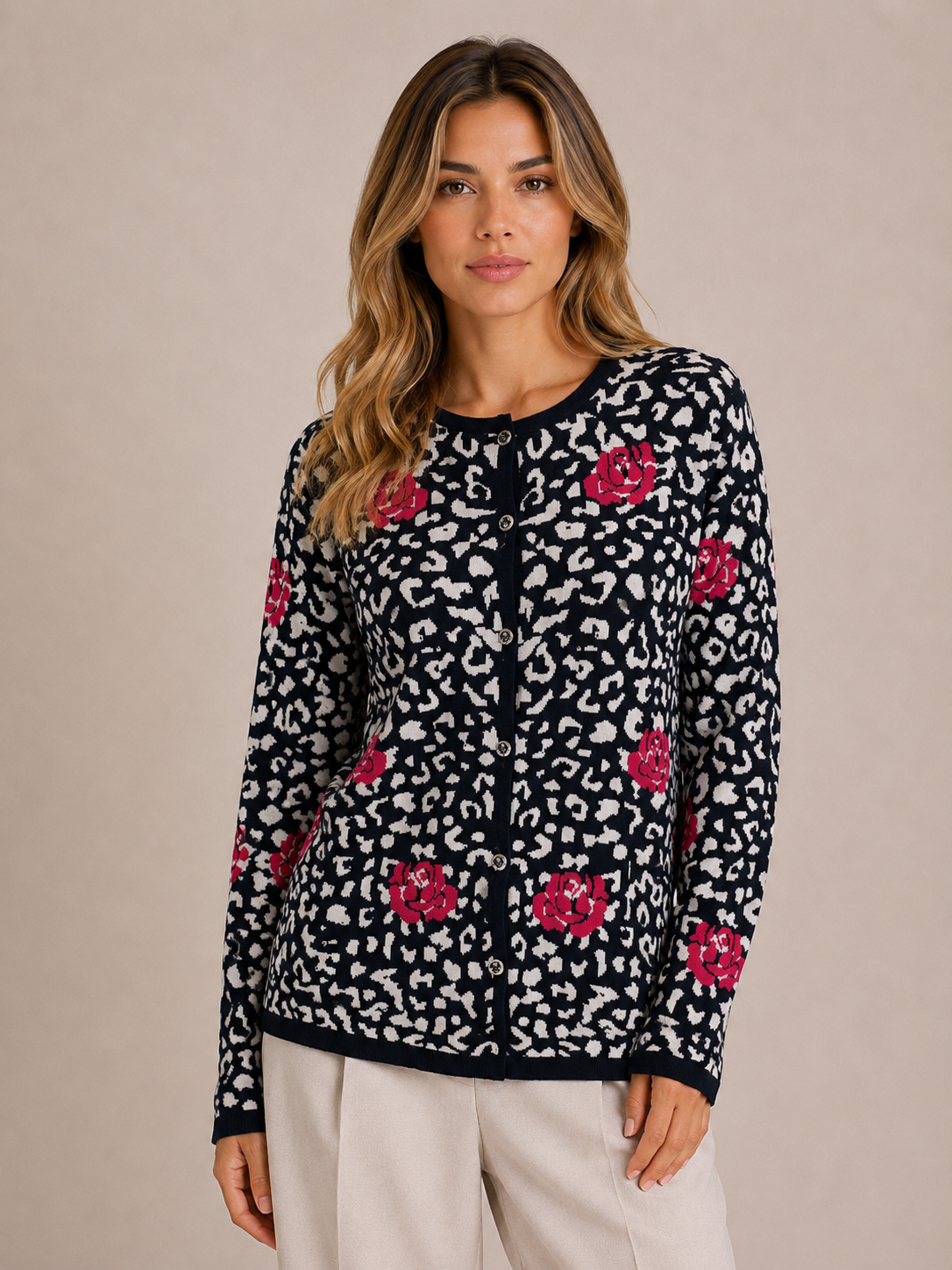 CARDIGAN MACULATO ROSE