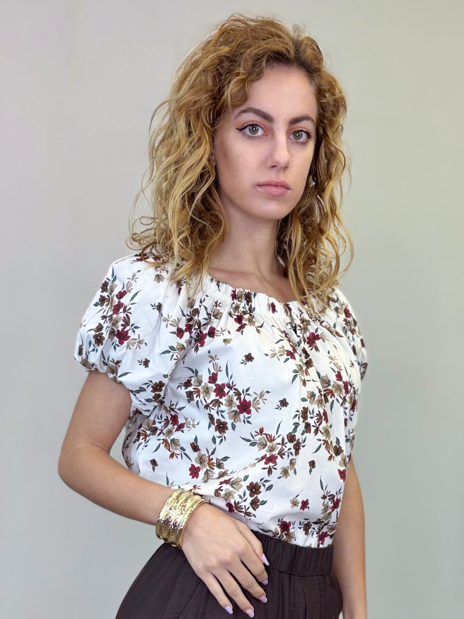 BLUSA PALLONCINO STAMPA FIORI