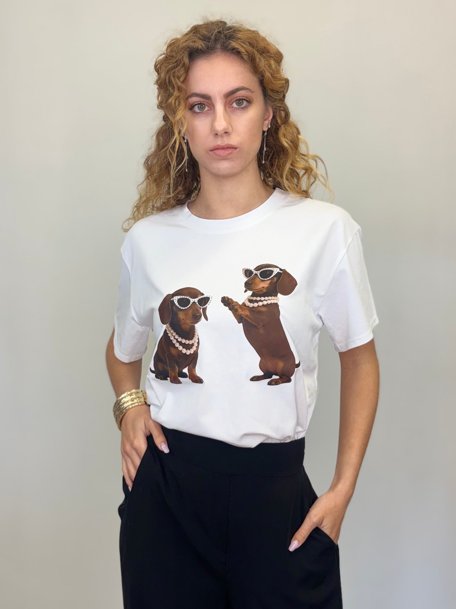 T-SHIRT BASSOTTI STRASS