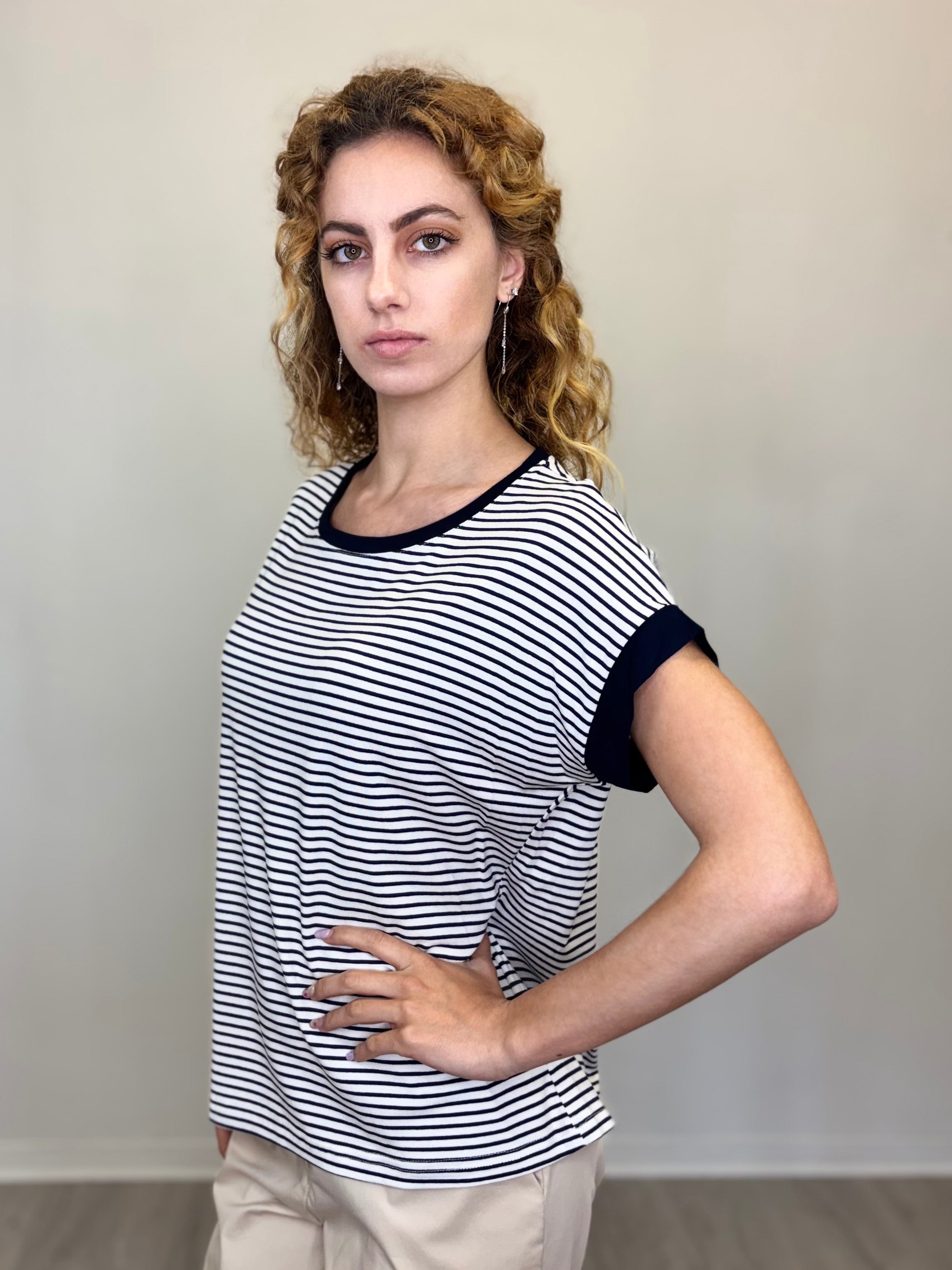 MAGLIA MANICA CORTA RIGATA