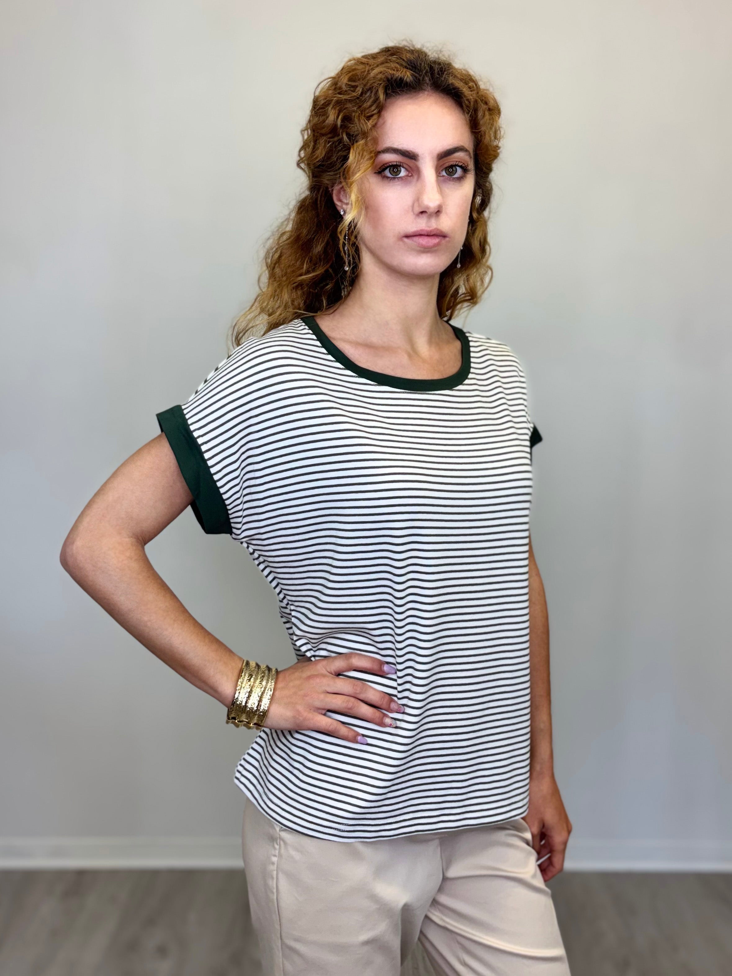 MAGLIA MANICA CORTA RIGATA